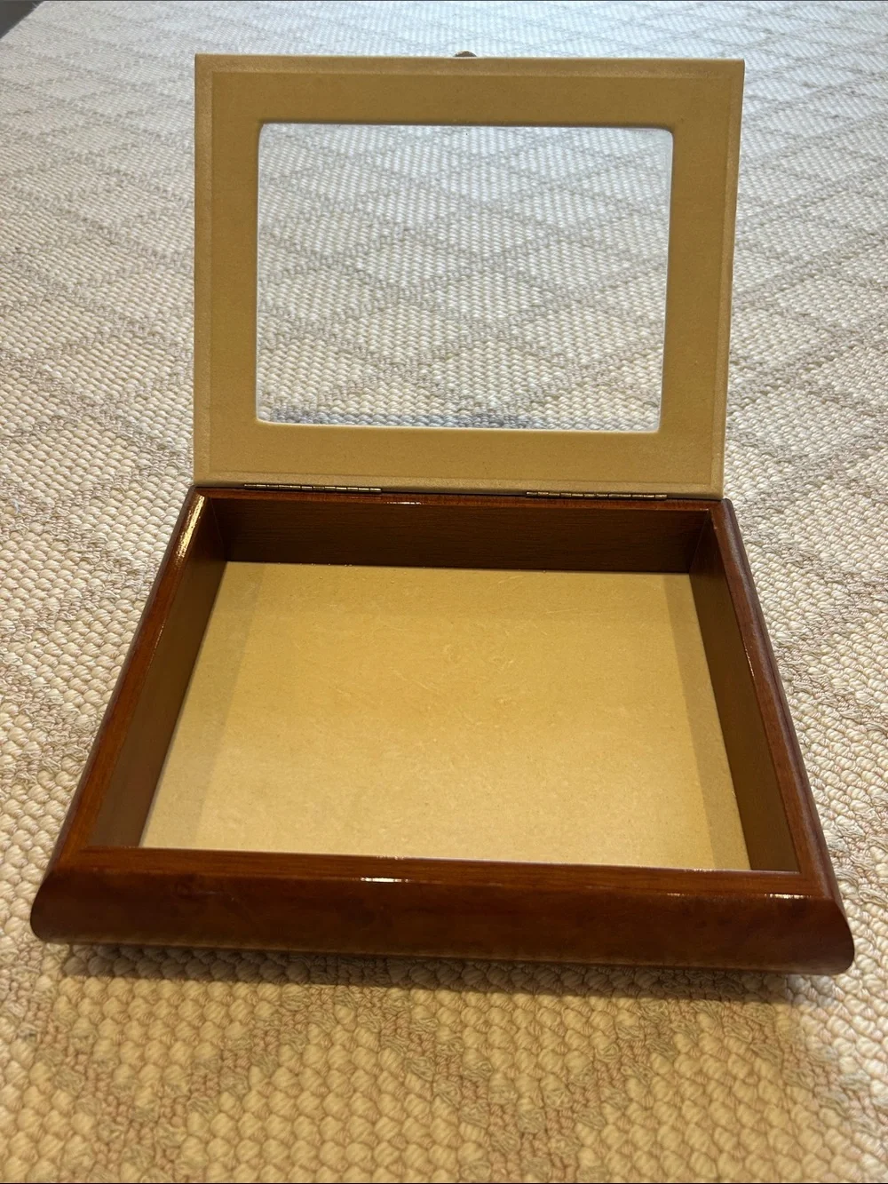 Italian Wood and Silver Glass-Top Jewelry and Keepsake Box